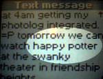 Text message with the words Happy Potter